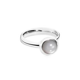 Weißgold, Ringe, Tamara Comolli BOUTON Ring small Grauer Mondstein R-BOU-s-MoGr-wg