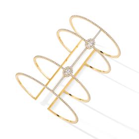Gelbgold, Armschmuck, Messika Glam'Azone Skinny 4 Rangs Pavée Armband 05694-YG