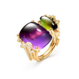 Gelbgold, Ringe, Ole Lynggaard Copenhagen BoHo Doppelring mit Pavébesatz A3205-403