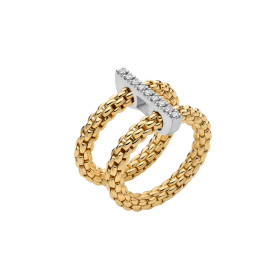 Gelbgold, Ringe, FOPE Prima doppelter Mesh-Ring mit Diamantpavé, Ref: 74008AX_BB_G_XBX_00S