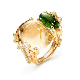 Gelbgold, Ringe, Ole Lynggaard Copenhagen BoHo Doppelring mit Pavébesatz A3205-405