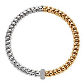Weißgold, Halsschmuck, FOPE Luna zweifarbige Halskette mit Pavé Diamanten 52107C2_PB_2_XBX_040