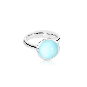 Weißgold, Ringe, Tamara Comolli BOUTON Ring large Aqua Chalcedon R-BOU-l-ChAq-wg