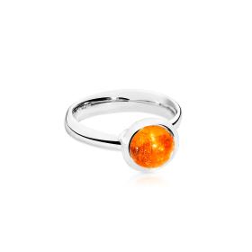 Weißgold, Ringe, Tamara Comolli BOUTON Ring small Mandarin Granat R-BOU-s-Man-wg