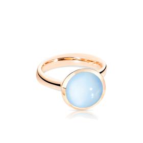 Roségold, Ringe, Tamara Comolli BOUTON Ring large Blauer Chalcedon R-BOU-l-ChBl-rg