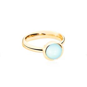 Gelbgold, Ringe, Tamara Comolli BOUTON Ring small Aqua Chalcedony R-BOU-s-ChAq-yg