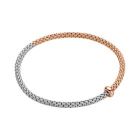 Weißgold, Armschmuck, FOPE Prima Flex’it Armband mit zweifarbigem Geflecht 01M08B2_BB_1_XRX_0XS
