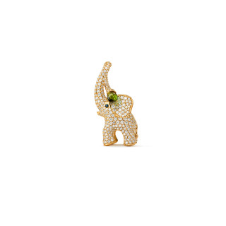 Gelbgold, Halsschmuck, Ole Lynggaard Copenhagen Elephant Anhänger groß mit Diamant-Pavé, Ref: A2881-401
