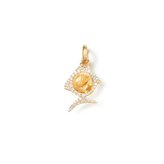 Gelbgold, Halsschmuck, Ole Lynggaard Copenhagen Young Fish Charm mit Diamant-Pavé, Ref: A3264-401