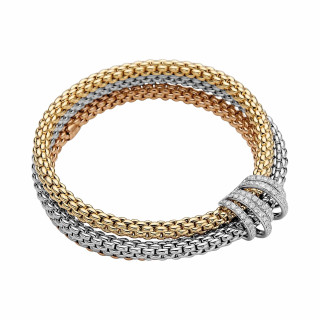 Gelbgold &amp;amp; Roségold &amp;amp; Weißgold, Armschmuck, FOPE Eka Flex'it Armband mit Diamantpavé, Ref: 65106BX_PB_4_XBX_0XS