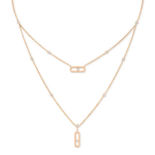 Roségold, Halsschmuck, Messika Move Uno 2 Rangs Kette, Ref: 08852-PG