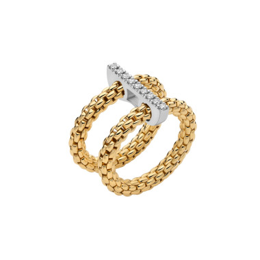         Gelbgold, Ringe, FOPE Prima doppelter Mesh-Ring mit Diamantpavé