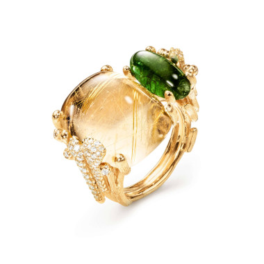         Gelbgold, Ringe, Ole Lynggaard Copenhagen BoHo Doppelring mit Diamant-Pavé