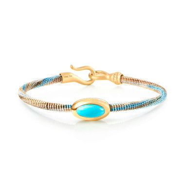         Gelbgold, Armschmuck, Ole Lynggaard Copenhagen Life Armband mit Türkis