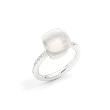 Ringe, Weißgold, Pomellato Ring Nudo Milky Classic