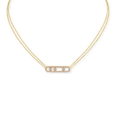Halsschmuck, Gelbgold, Messika Move Classique Pavé Halskette