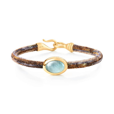         Gelbgold, Armschmuck, Ole Lynggaard Copenhagen Life Armband mit Aquamarin