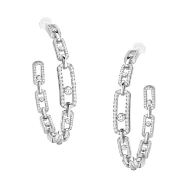         Weißgold, Ohrringe, Messika Move Link Creolen