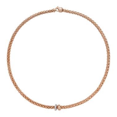 Halsschmuck, Weißgold, FOPE Solo Flex'it Collier mit Diamanten
