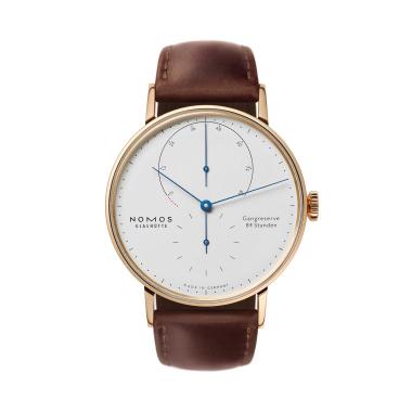 Unisex, Handaufzug, NOMOS Glashütte Lambda 39 Roségold mit gebläuten Zeigern