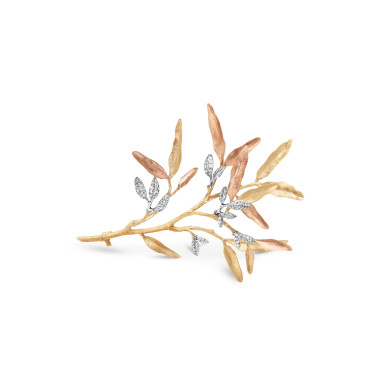         Gelbgold, Accessoires/Sonstiges, Ole Lynggaard Copenhagen Leaves Ast-Brosche Groß