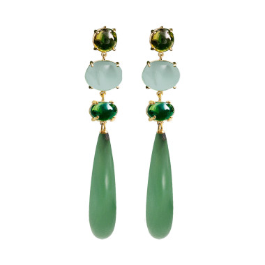 Ohrringe, Gelbgold, Ole Lynggaard Copenhagen Lotus Aqua Ohrhänger