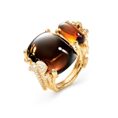         Gelbgold, Ringe, Ole Lynggaard Copenhagen BoHo Doppelring mit Diamant-Pavé