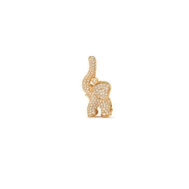        Gelbgold, Halsschmuck, Ole Lynggaard Copenhagen Elephant Anhänger mittel mit Diamant-Pavé