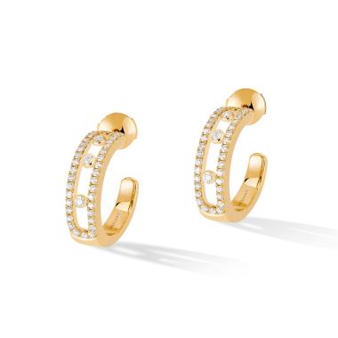 Ohrringe, Gelbgold, Messika Move Classique Pavé Hoop Creolen