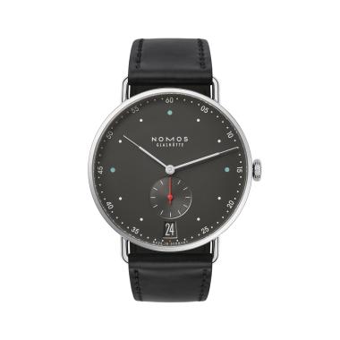Unisex, Handaufzug, NOMOS Glashütte Metro 38 Datum stadtschwarz