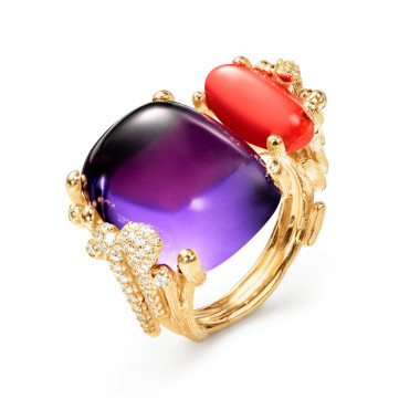 Ringe, Gelbgold, Ole Lynggaard Copenhagen BoHo Doppelring mit Pavébesatz