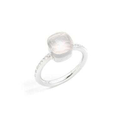 Ringe, Weißgold, Pomellato Ring Nudo Milky Petit