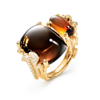 Ringe, Gelbgold, Ole Lynggaard Copenhagen BoHo Doppelring mit Pavébesatz