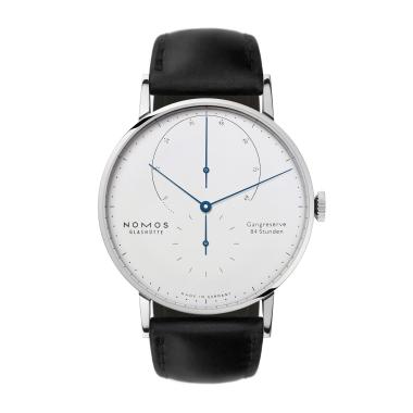 Unisex, Handaufzug, NOMOS Glashütte Lambda Weißgold mit gebläuten Zeigern
