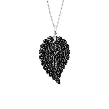 Halsschmuck, Weißgold, Tamara Comolli INDIA Anhänger large Black Onyx