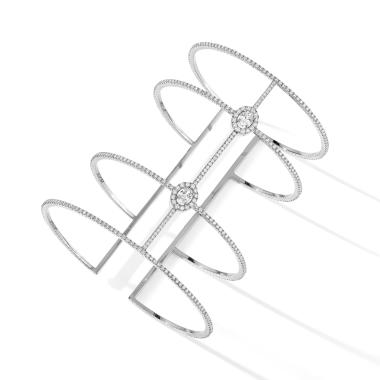 Armschmuck, Weißgold, Messika Glam'Azone Skinny 4 Rangs Pavée Armband
