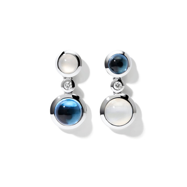         Weißgold, Ohrringe, Tamara Comolli BOUTON Ohrhänger 2 Cabochons 'Ocean'