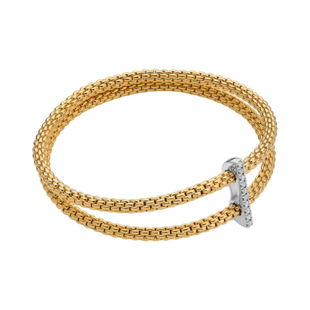         Gelbgold, Armschmuck, FOPE Prima doppeltes Mesh-Armband mit Diamantpavé
