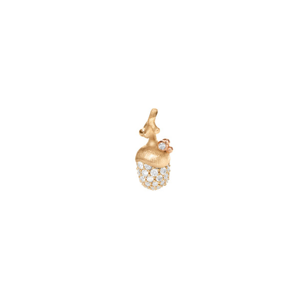         Gelbgold, Halsschmuck, Ole Lynggaard Copenhagen Forest Acorn Anhänger klein mit Diamant-Pavé